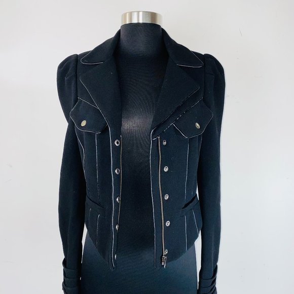 Seventy Two Changes Women's Size 4 Black Moto Zip Jacket Coat - Picture 3 of 9